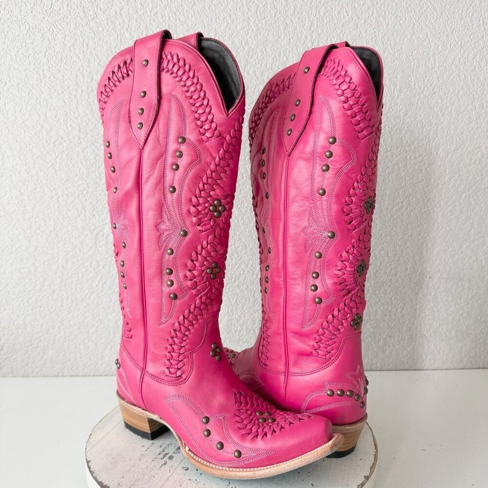 Lane COSSETTE Womens Pink Cowboy Boots Western Tall Snip Toe Size 7